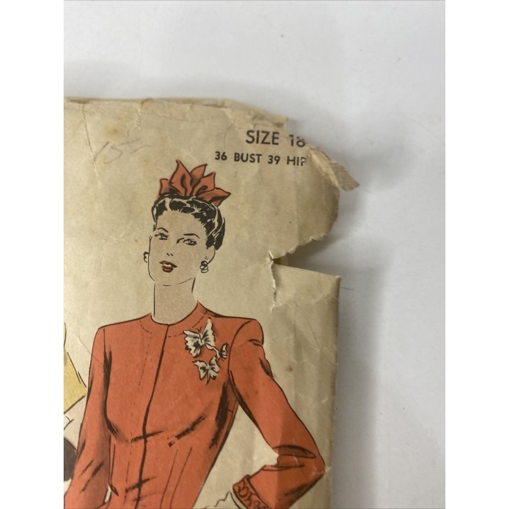 Vogue Special Design 4437 Vintage Sewing Pattern 1930s 1940s Dress Suit Sz 18 - Picture 4 of 5